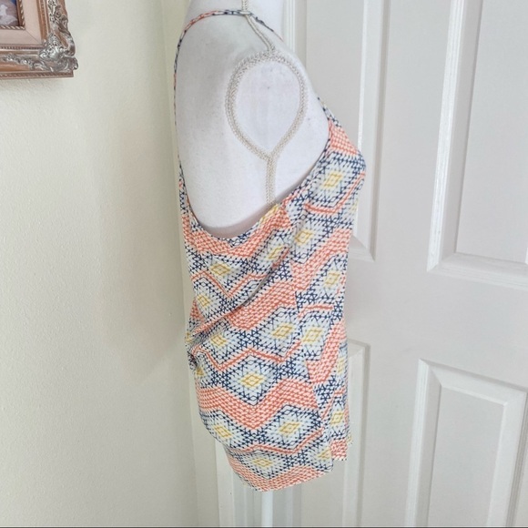 Urban Outfitters Tank Top Sz Lg Orange Multicolored Geometric Print Racerback - Picture 3 of 6